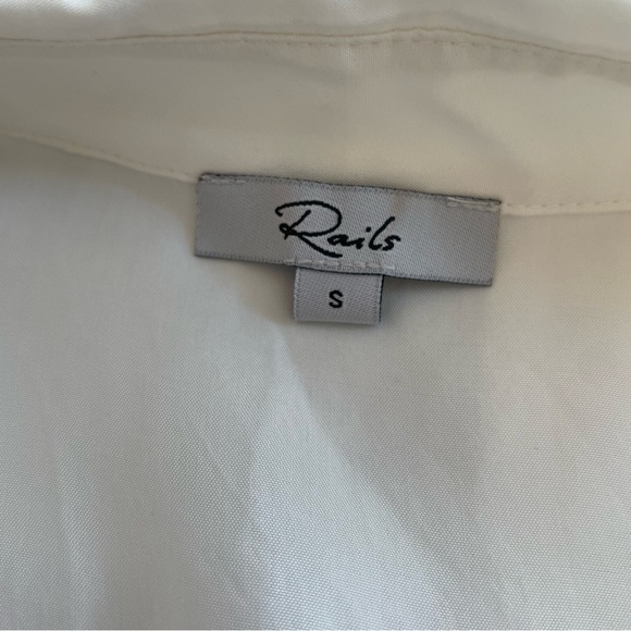 Rails White Sands Silky Cupro Blend Mona Lace Inset Tunic Blouse Button Down S - Picture 9 of 12